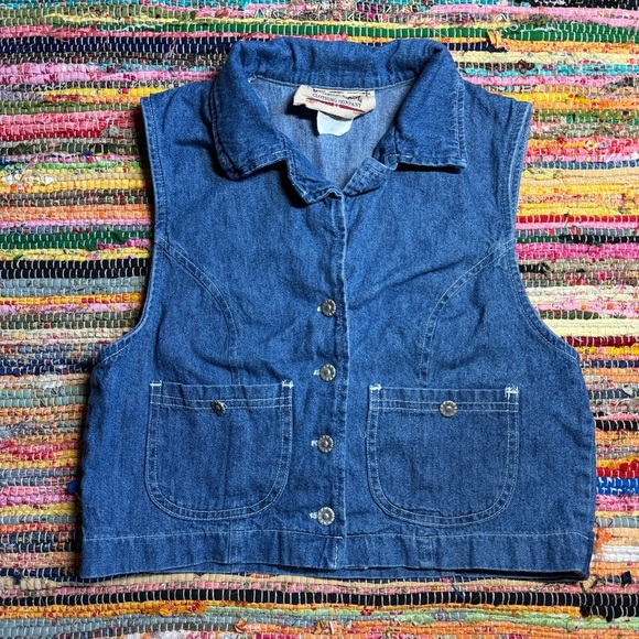 Vintage Studio East Denim Vest – Daisy Buttons – Size 6 - Picture 1 of 6